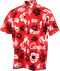 Wes and Willy NCAA Mens Hawaiian Floral Button Down Shirt - Team Woven