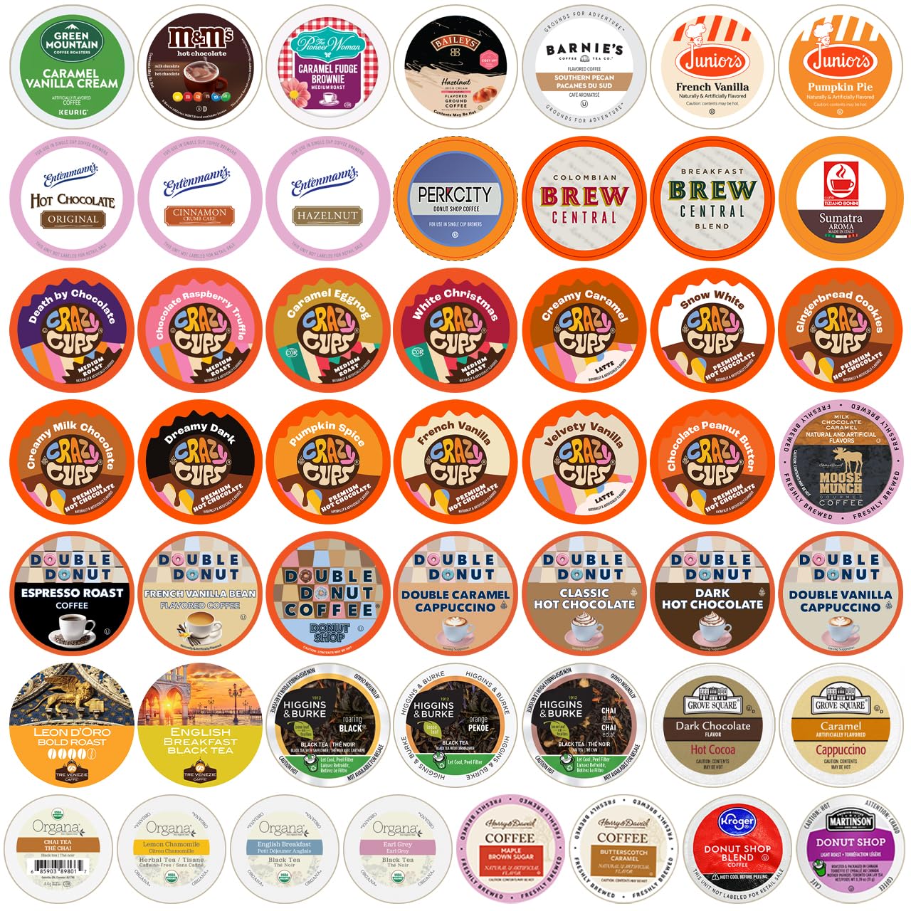 Variety Pack of Coffee, Tea, and Hot Chocolate for Keurig