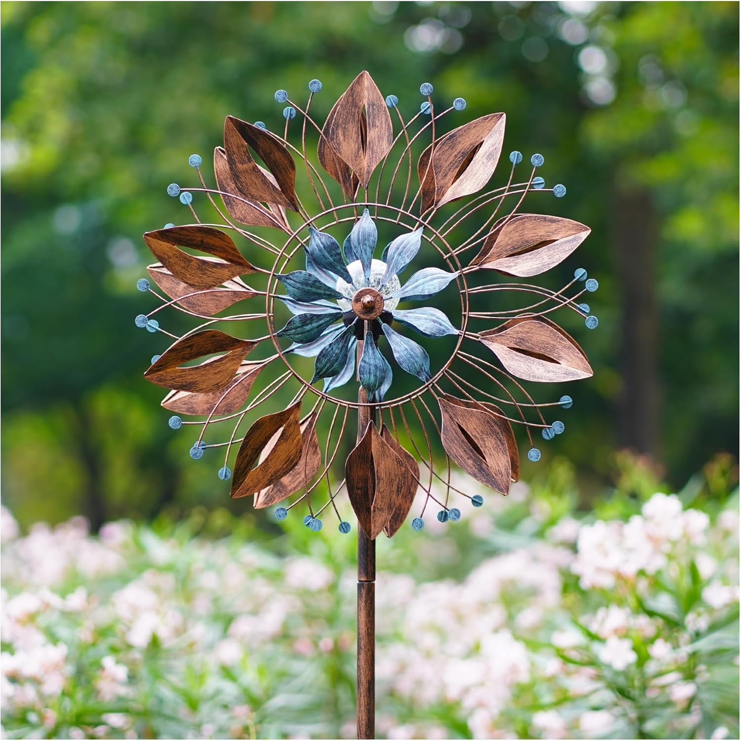 Solar Yard Wind Spinner - Kinetic Garden Decor for Outdoors