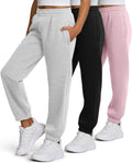 Girls Sweatpants 3 Pack Fleece Joggers - Cozy, Zipper Pockets