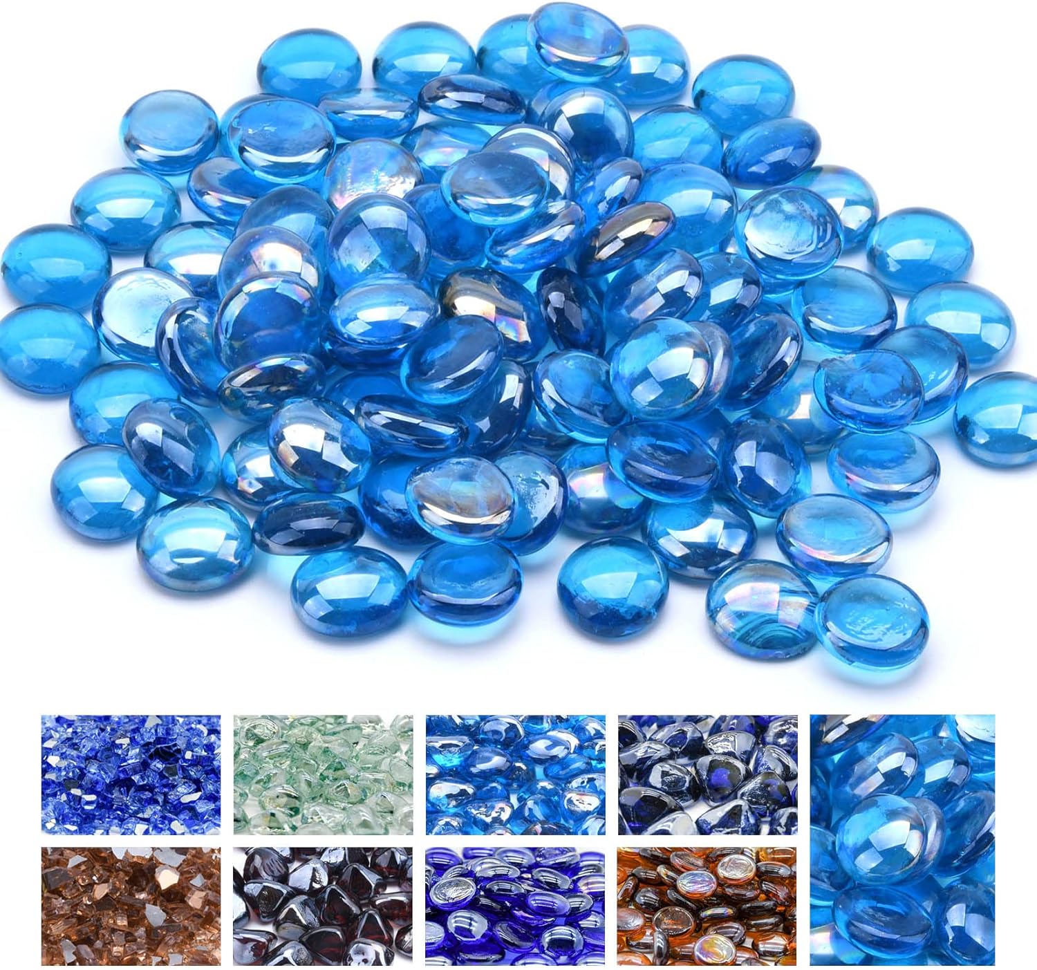 GasSaf Blue Fire Glass Beads for Outdoor Fire Pit & Fireplace