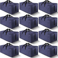 12 Pack Large Strong Moving Bags with Zippers & Handles - Space-Saving