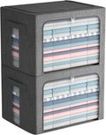 Extra Large Clothes Storage Bins Foldable Metal Frame - 2 Pack 100L