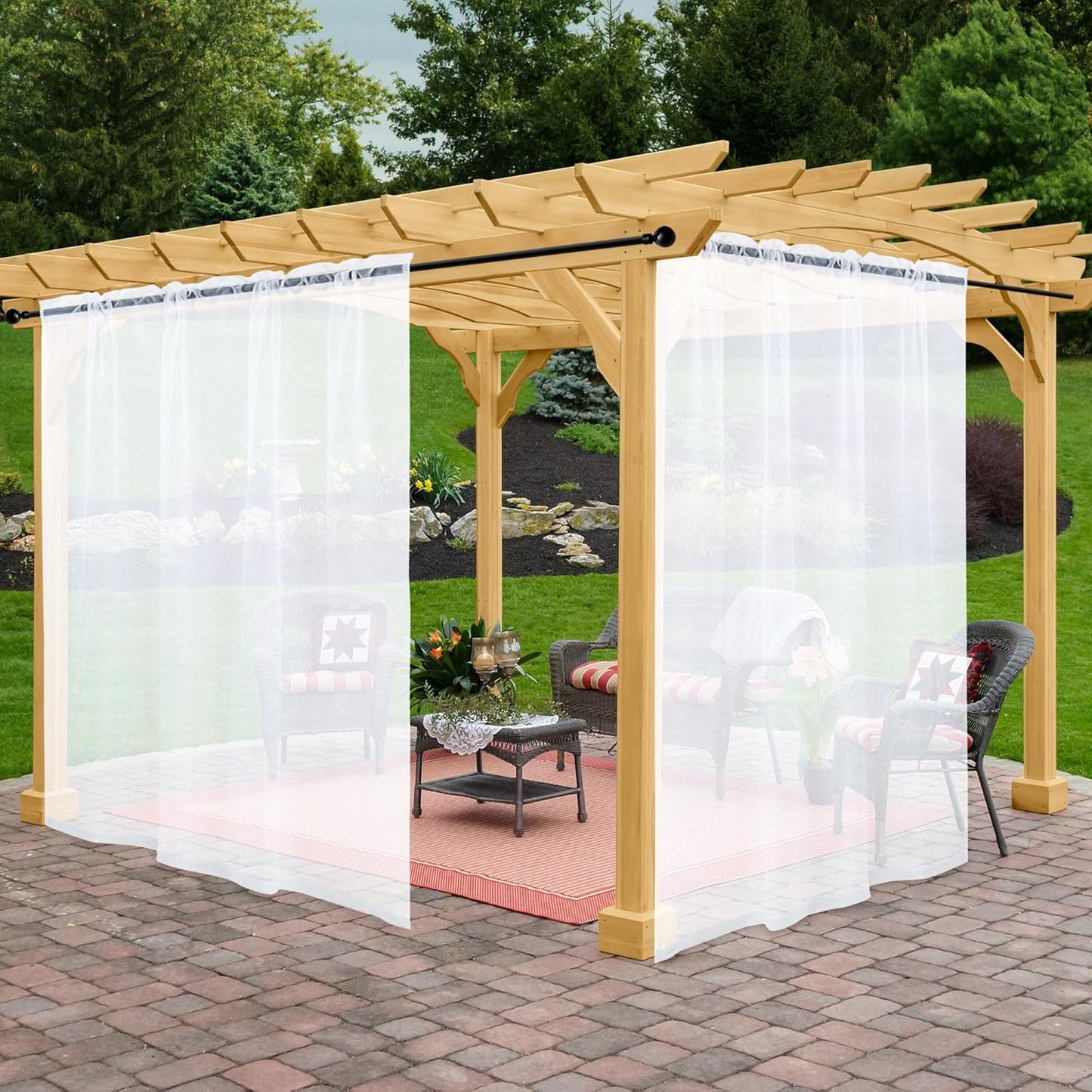 Outdoor Sheer Curtains for Patio Waterproof, 2 Panels Voile