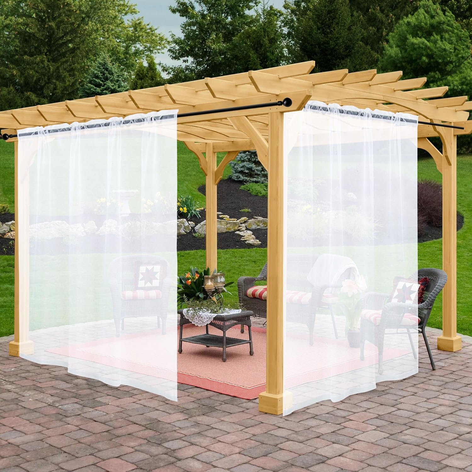 Outdoor Sheer Curtains for Patio Waterproof, 2 Panels Voile