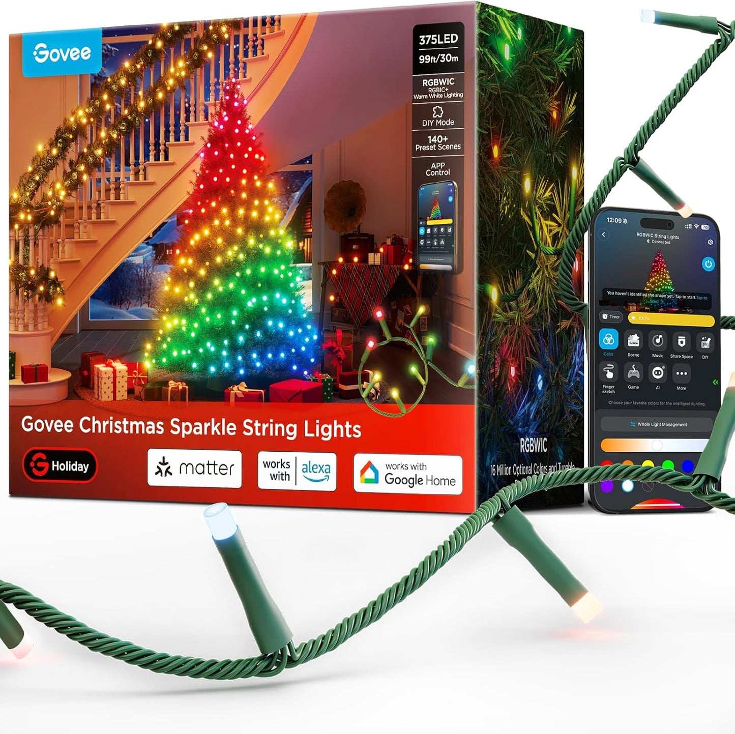Govee Christmas Sparkle String Lights 99ft for Holiday Decor