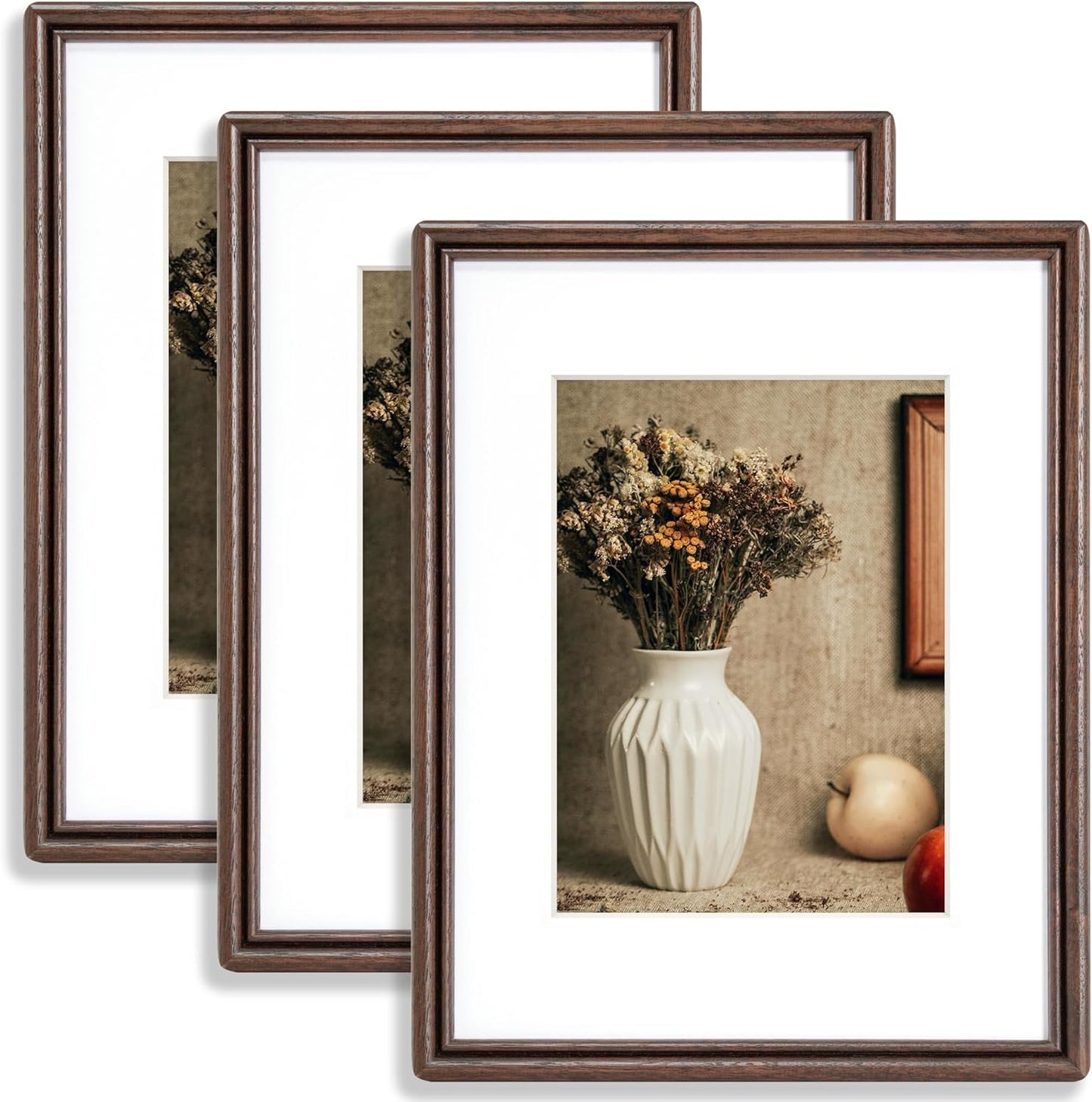 8.5x11 Picture Frame Set of 3 in Natural Solid Walnut Wood