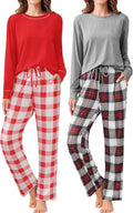 Women Pajama 2 Pack Long Sleeve Sleepwear Set - Soft Stretchy PJs