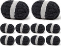 10 Pack Carbon Gray Jumbo Thick Chenille Yarn for Crocheting - Super