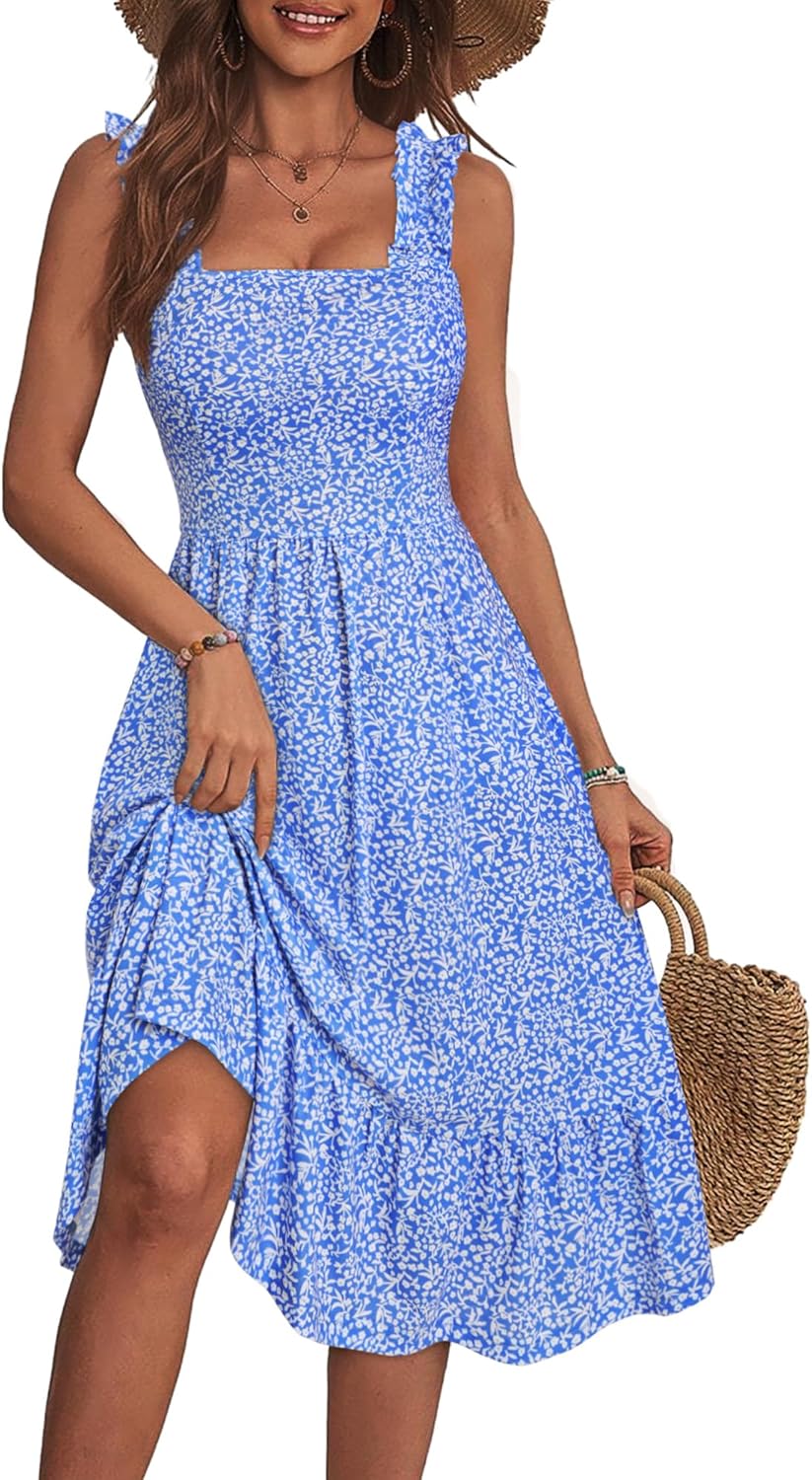 ZABERRY Womens Summer Midi Dress with Cute Floral Design