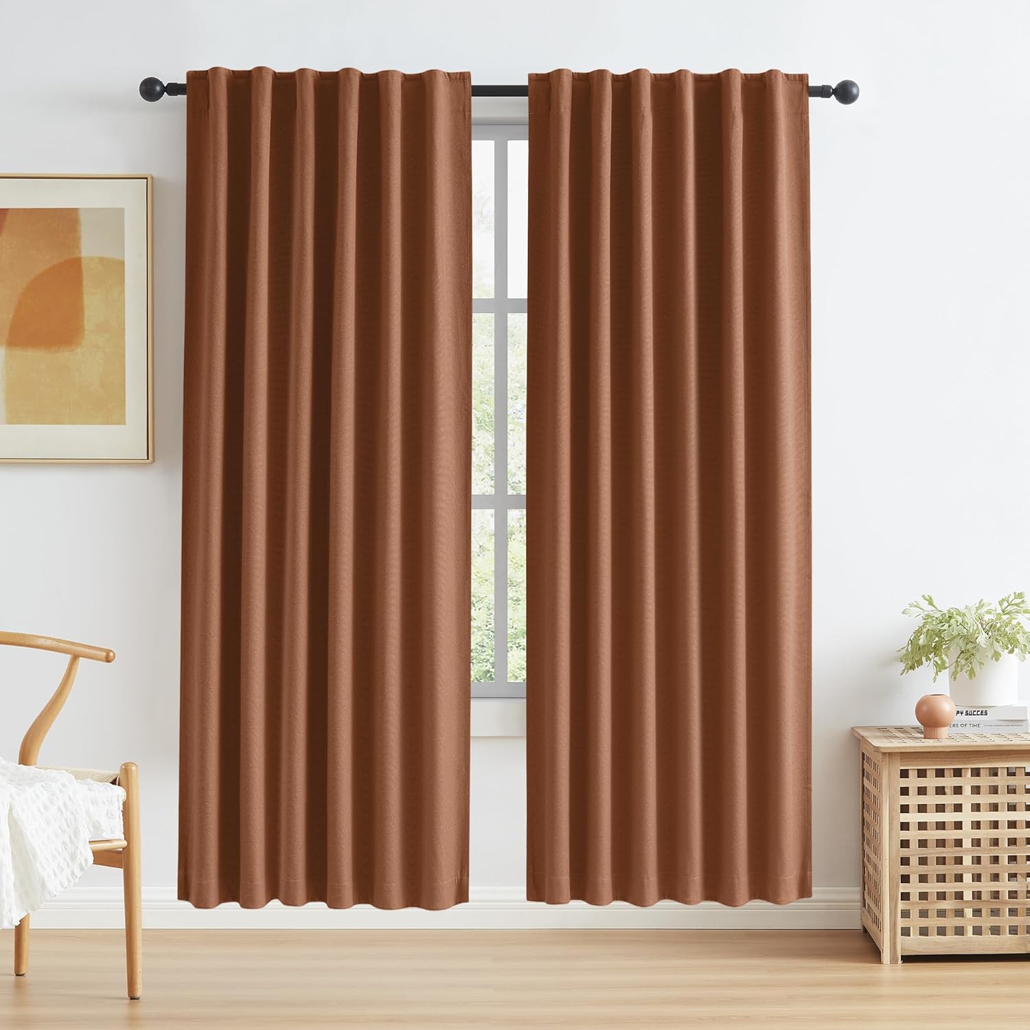 Rust Red Blackout Curtains for Living Room and Bedroom 72 in