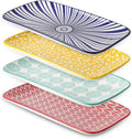 Selamica Ceramic Rectangular Serving Platters Set of 4 - Colorful 12