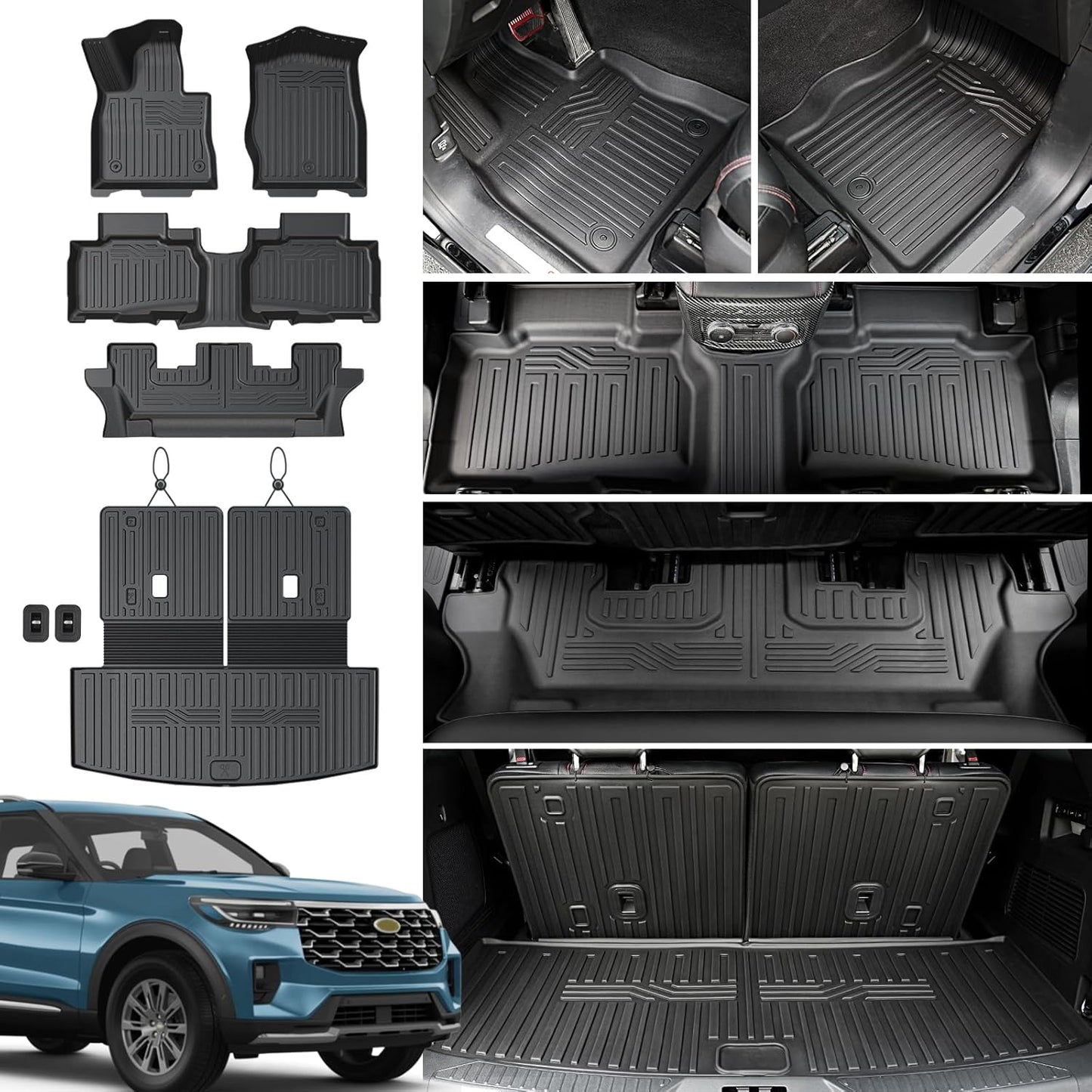 Custom Fit Floor Mats for 2020-2026 Ford Explorer 7 Seats