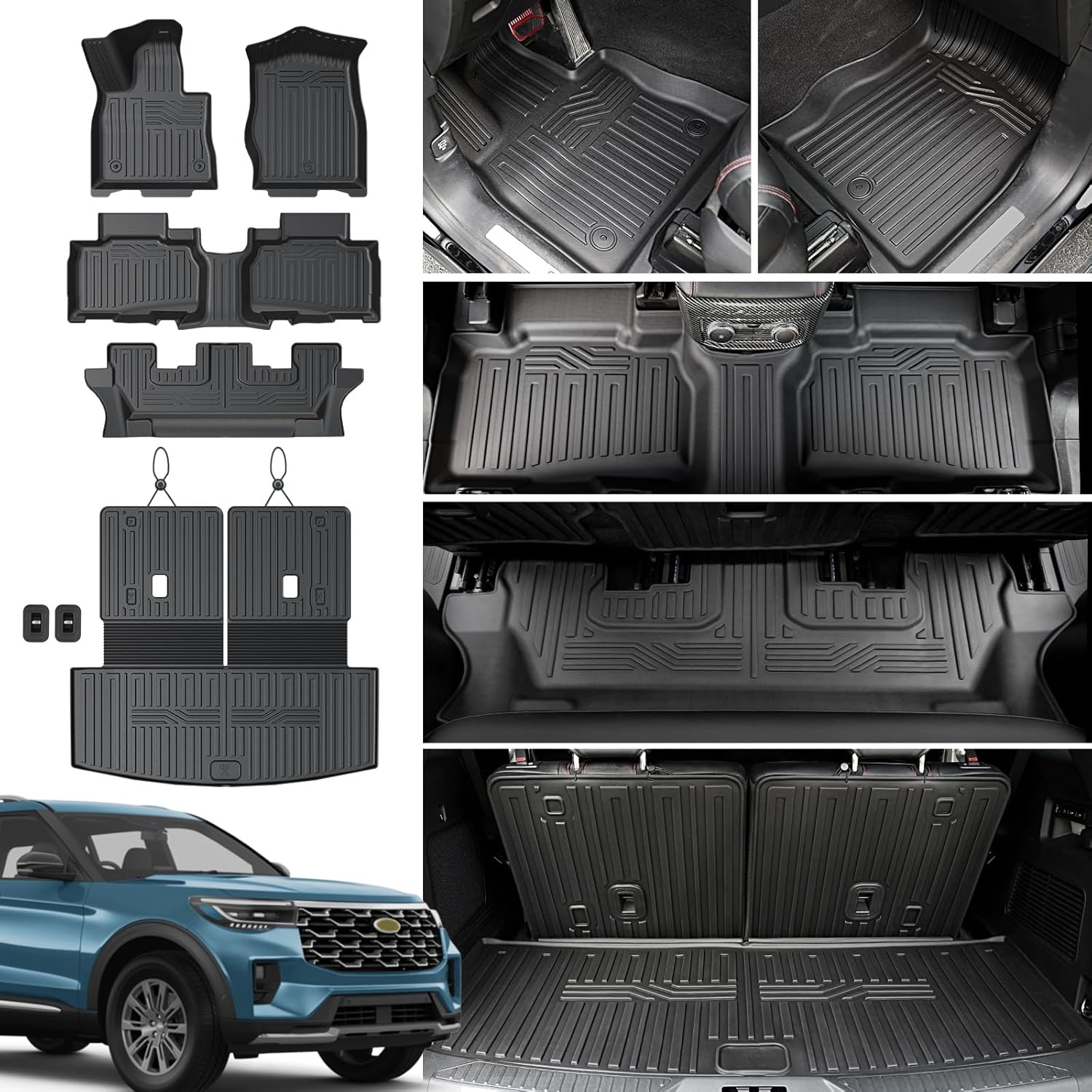 Custom Fit Floor Mats for 2020-2026 Ford Explorer 7 Seats