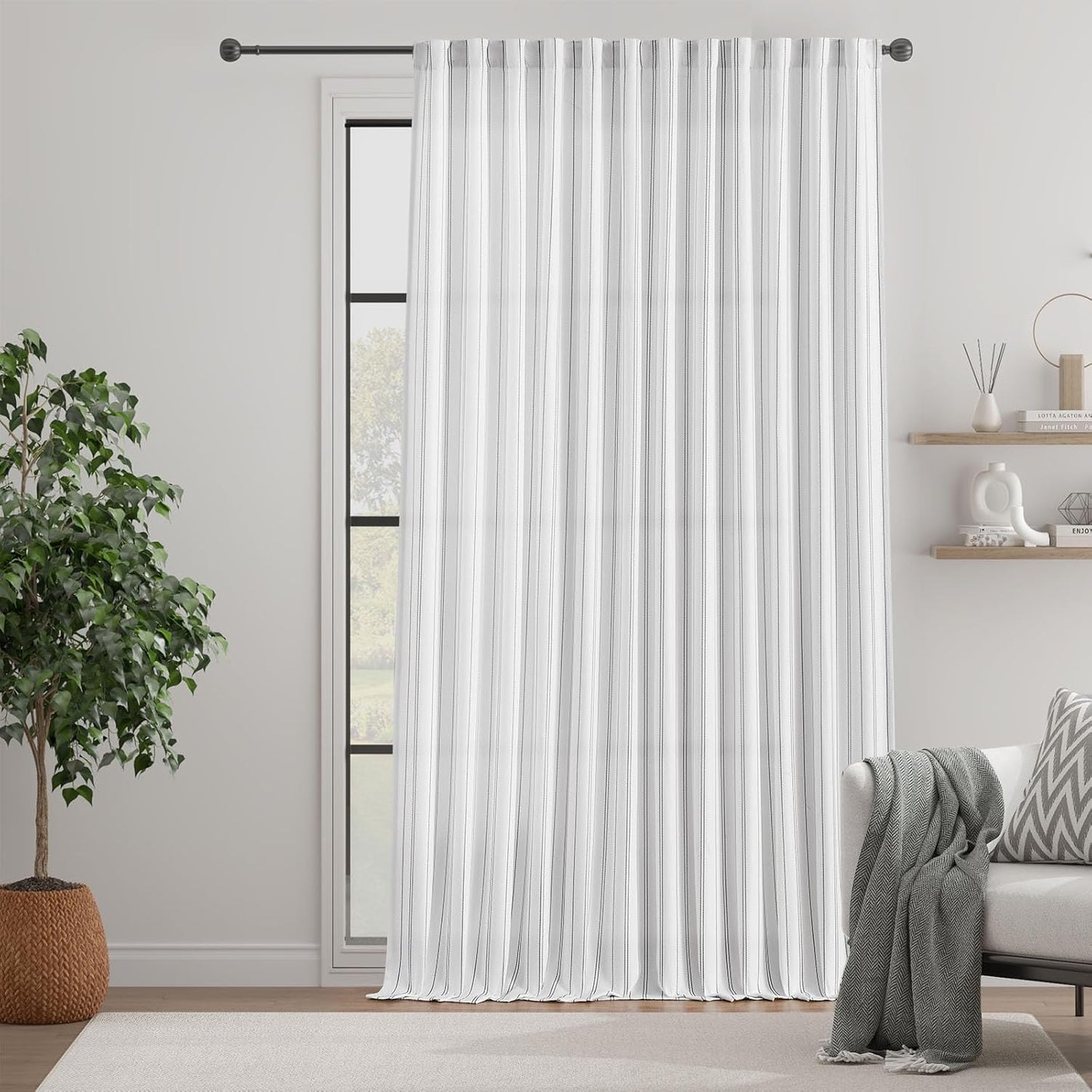 Black and White Striped Curtain for Bedroom 100 Inch Wide