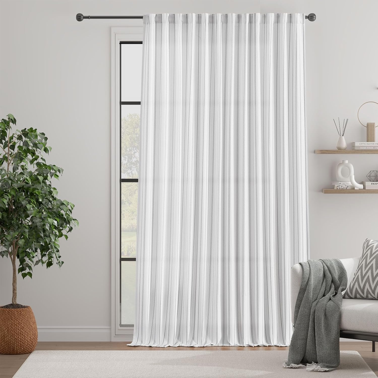 Black and White Striped Curtain for Bedroom 100 Inch Wide