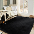 Floralux 5x7 Rug for Bedroom Black - Ultra-Soft Shag