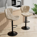 Bar Stools Set of 2 Khaki Adjustable Swivel Counter Stools - High Back