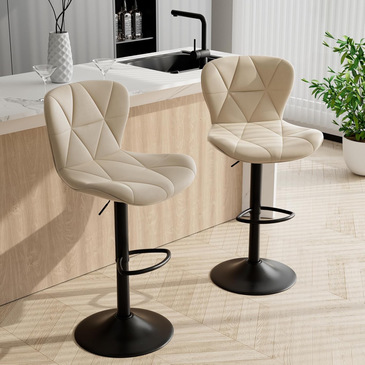 Adjustable Swivel Bar Stools Set of 2 for Kitchen Island