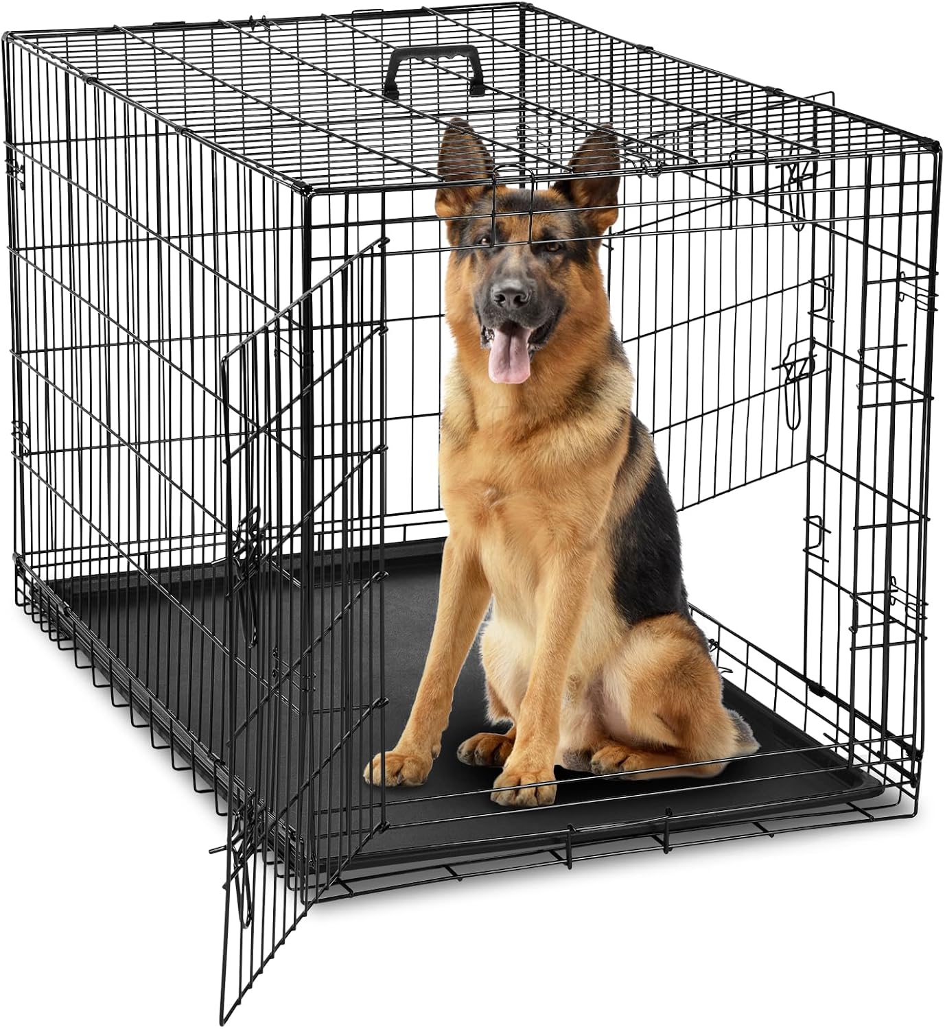 DUMOS Dog Crate 42 Inch Large Double Door Pet Kennel