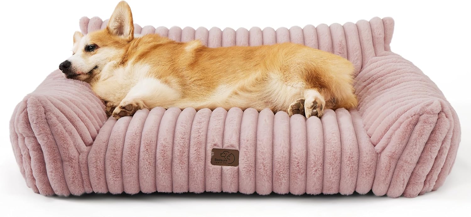 Bedsure Cute Dog Couch for Pets - Fluffy Sofa for Comfort