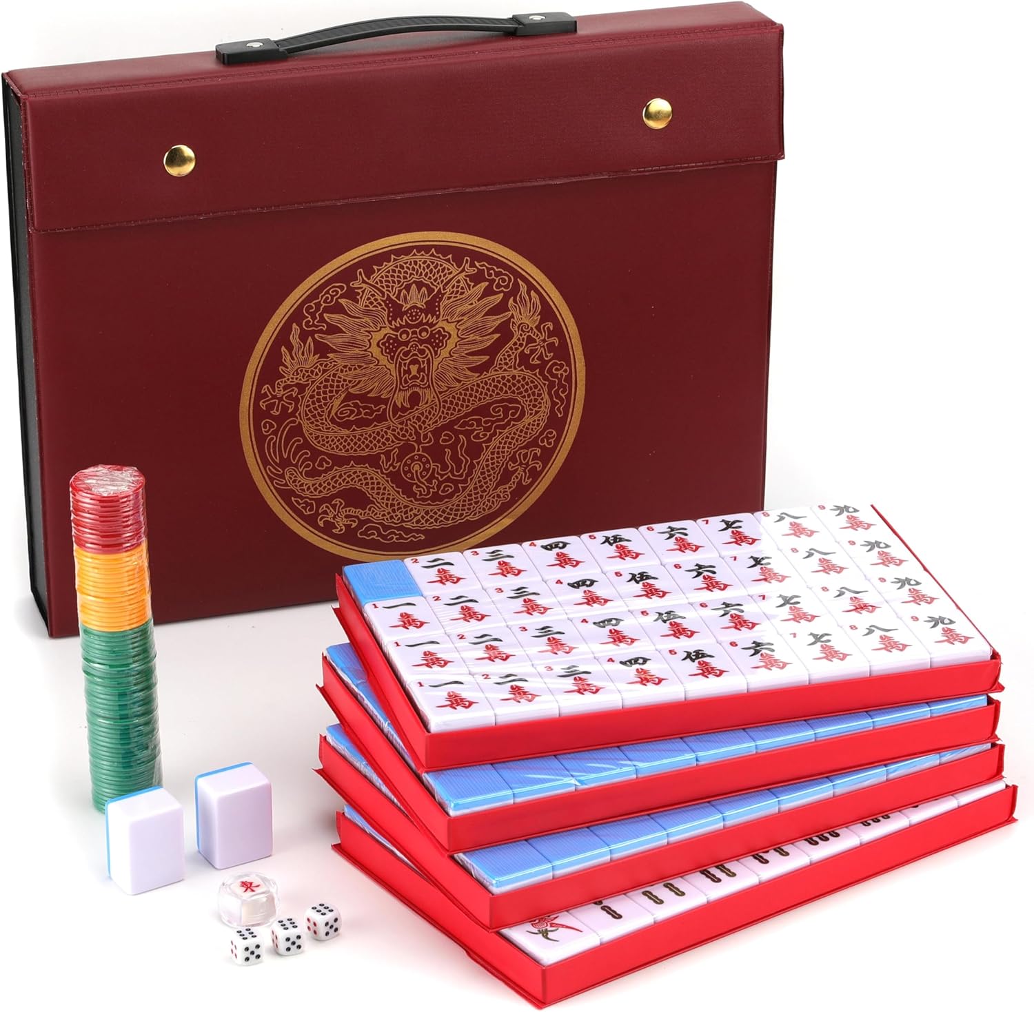 Complete Chinese Mahjong Game Set with X-Large Melamine Tiles