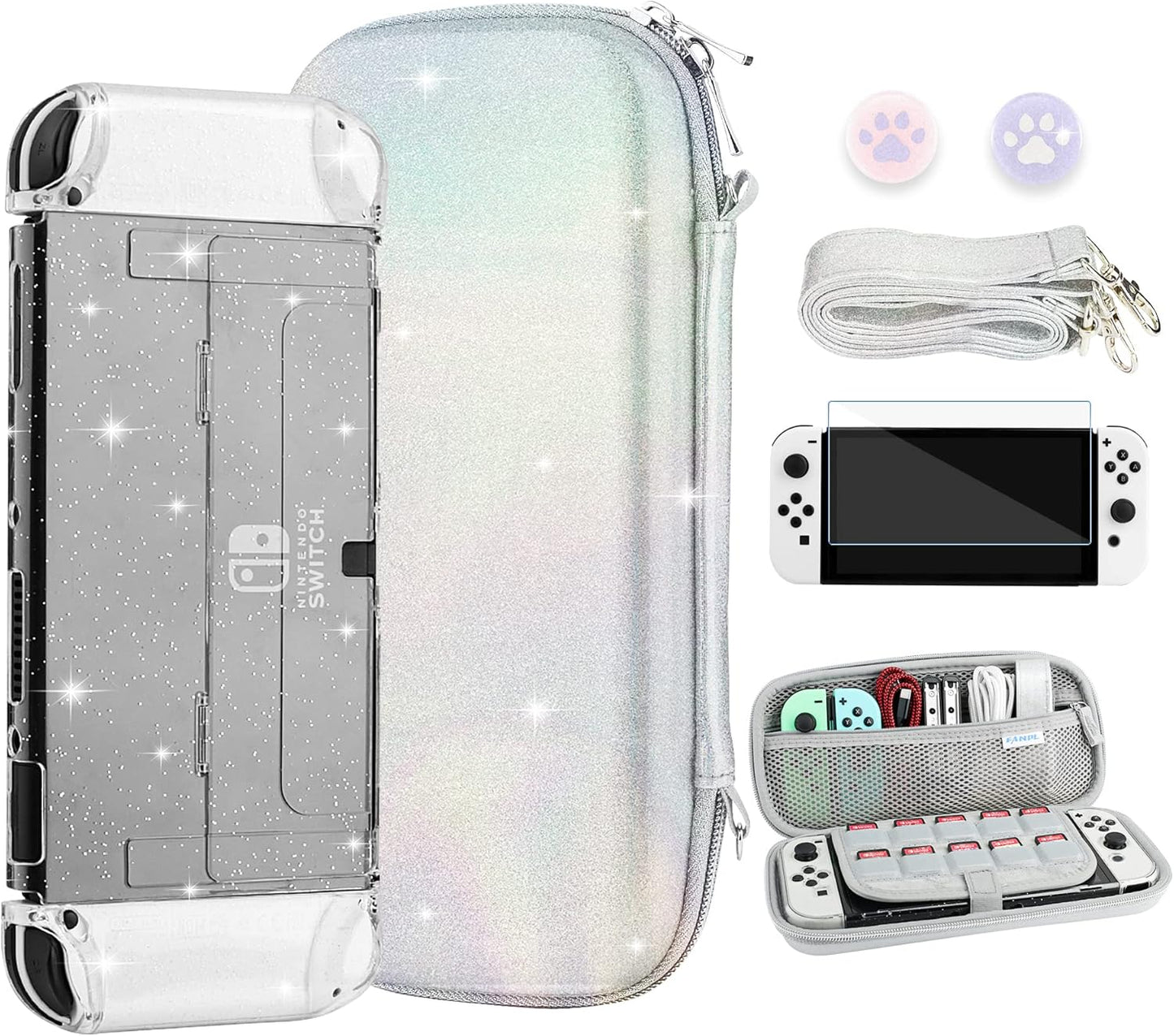 FANPL Glitter Case Bundle for Nintendo Switch OLED Accessories