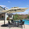 10x10 FT Cantilever Patio Umbrella Double Top Square - Beige Shade