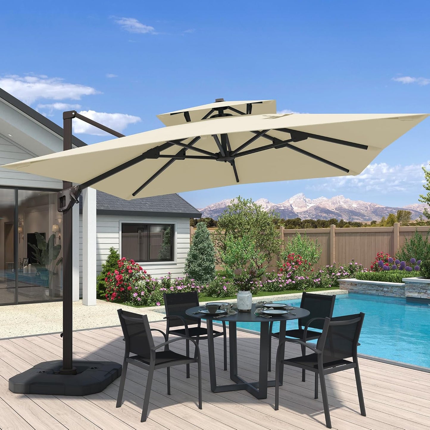 10x10 FT Cantilever Patio Umbrella for Outdoor Spaces