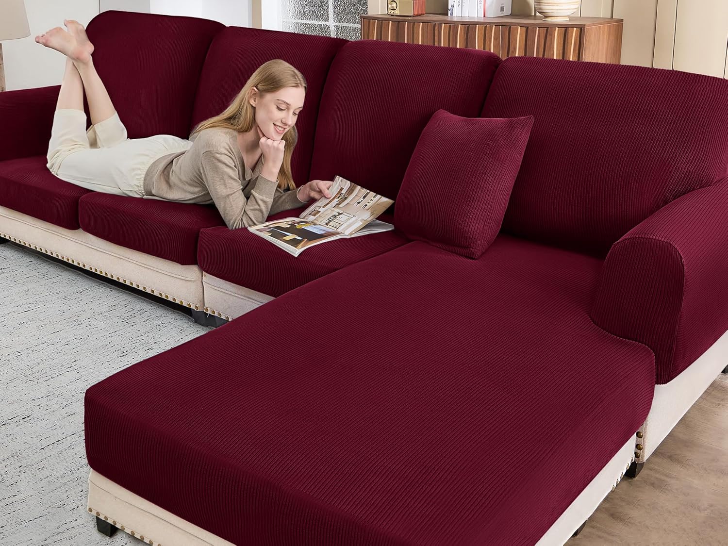 L Shaped Couch Covers for Sofa Cushion - Washable & Soft
