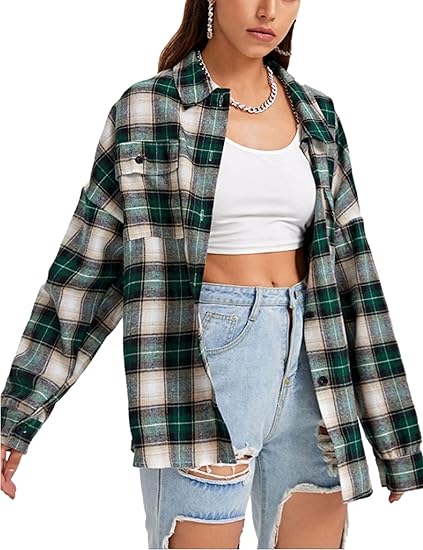 Zontroldy Plaid Flannel Shirts for Women - Oversized Style