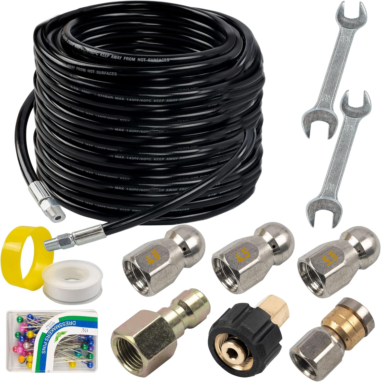 Hourleey Sewer Jetter Kit for Pressure Washer 100FT Hose