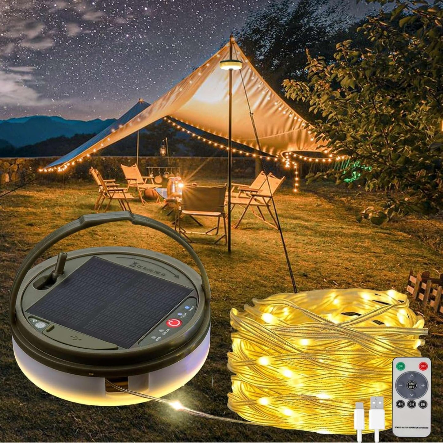 Portable Solar Camping String Lights: Brighten Any Adventure!