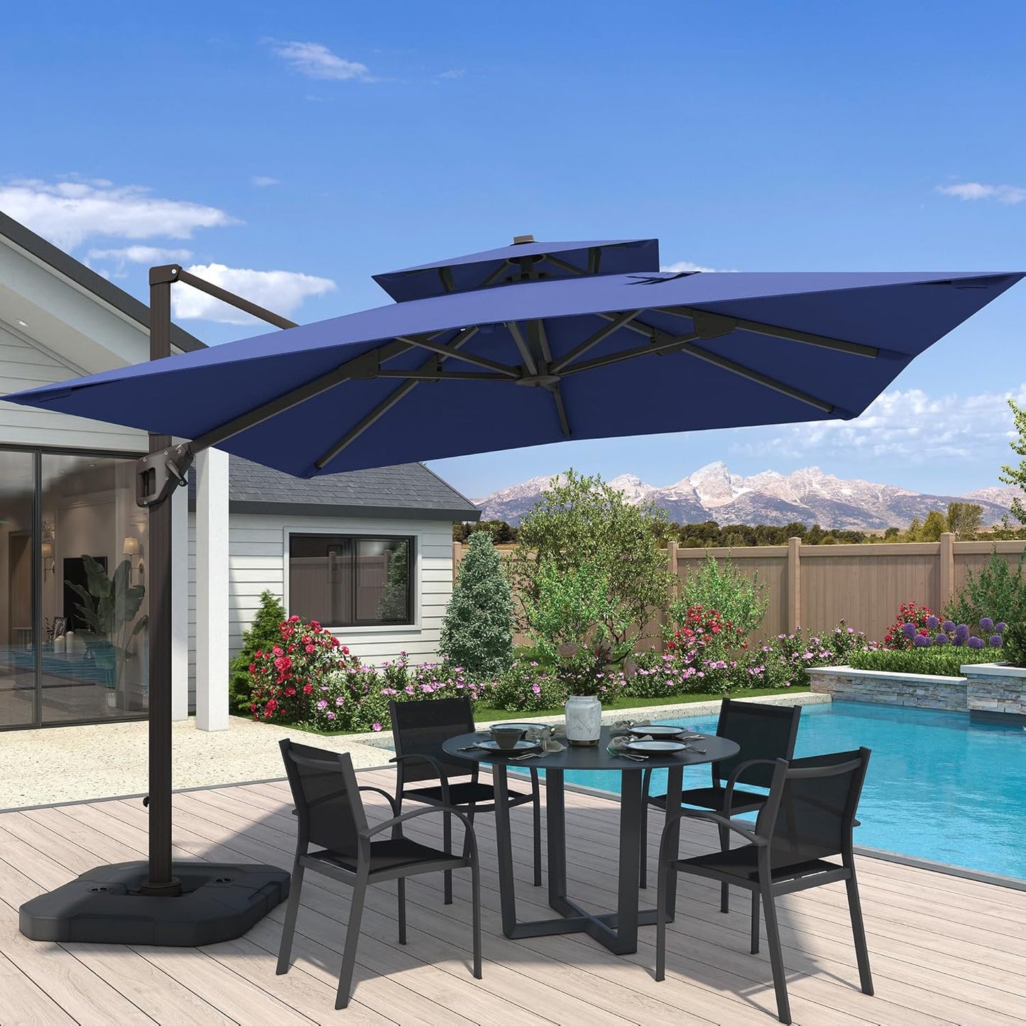 10x10 FT Cantilever Patio Umbrella by CoolCover - Navy