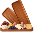 Solid Acacia Wood Serving Trays Set of 3 - Large Rectangular Platters