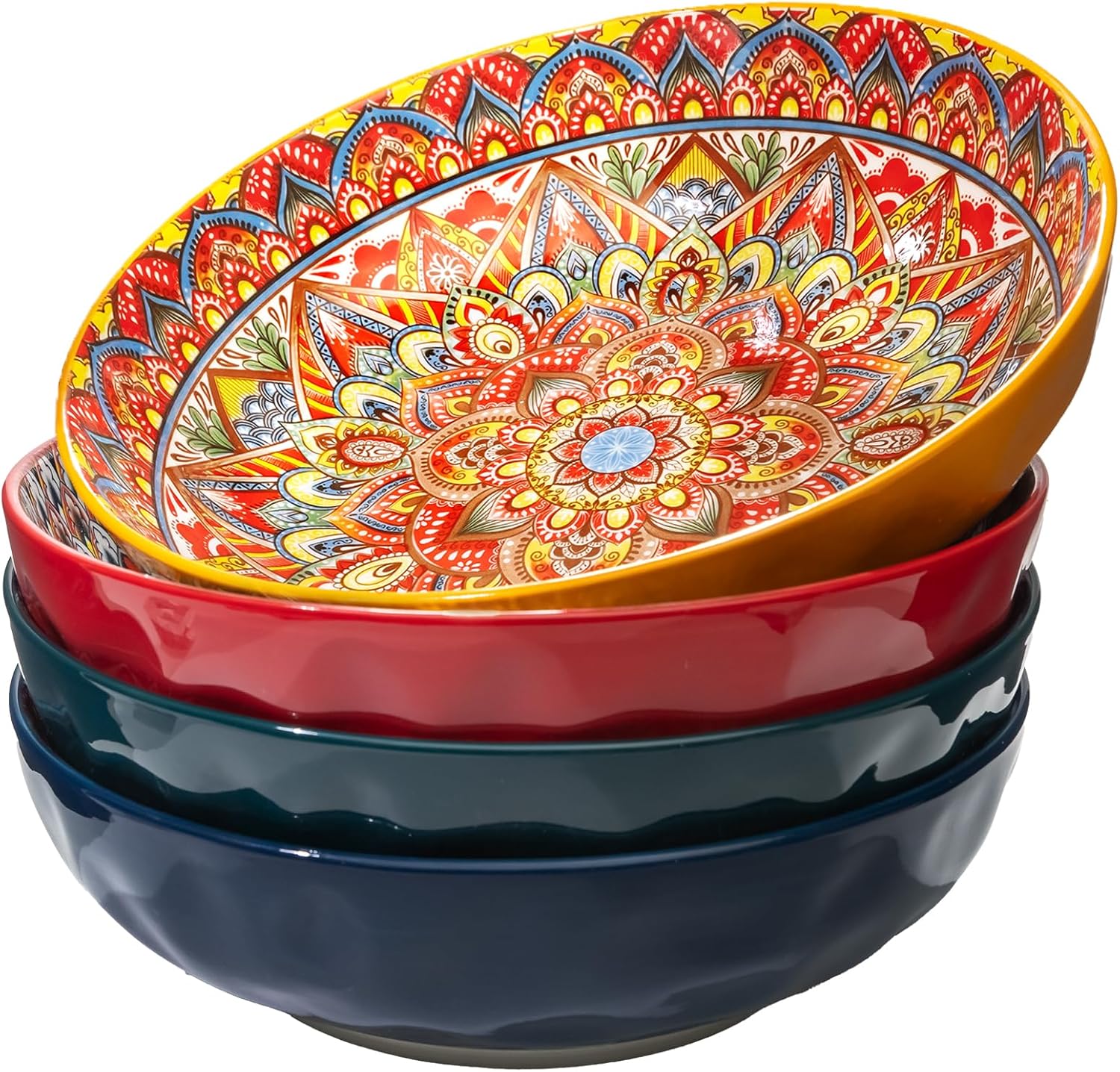 4 Pack Large Serving Bowls Set for Salad, Pasta, and More