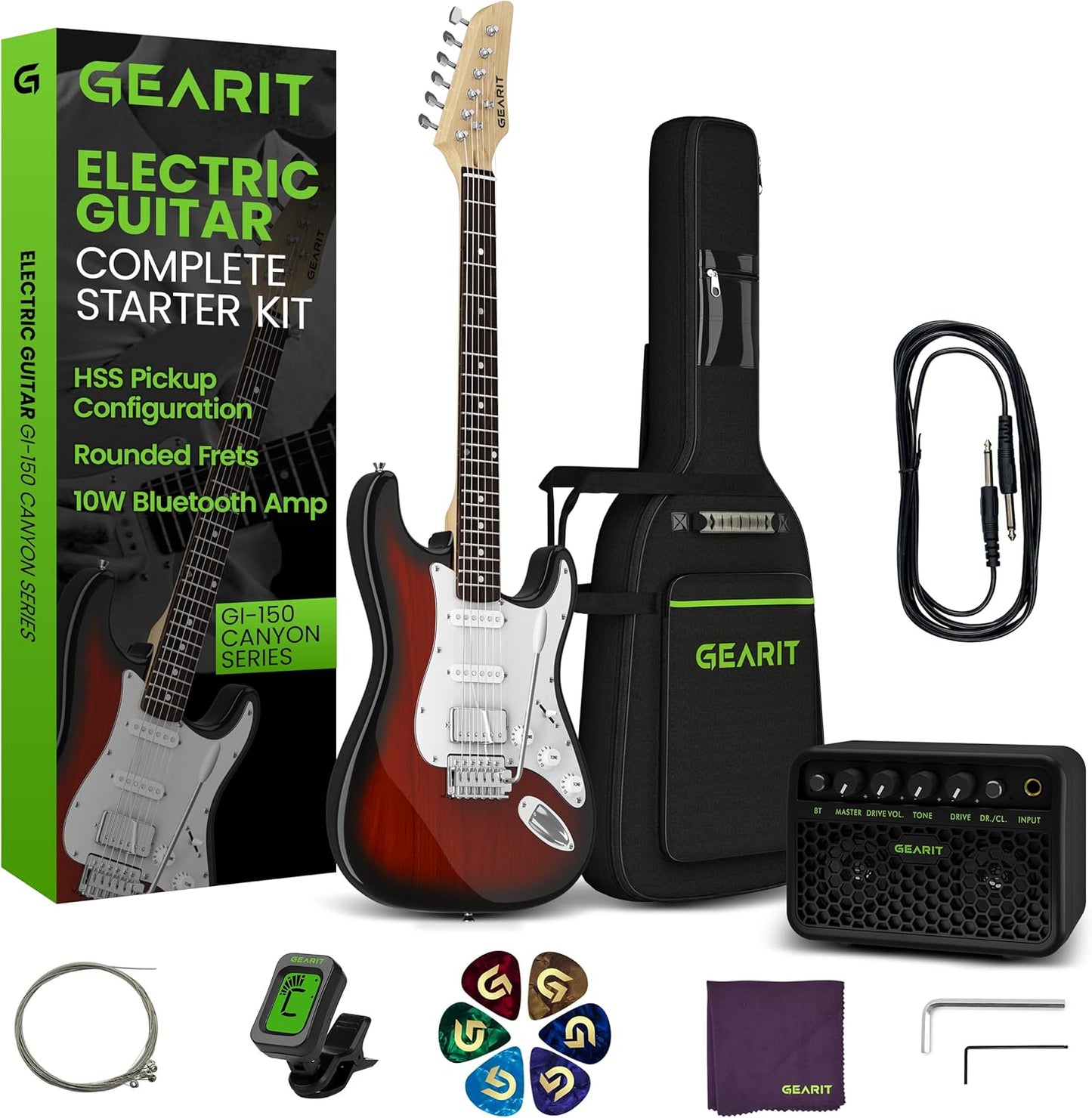39 Inch Full Size Electric Guitar Kit with Amplifier and Accessories