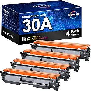 Uniwork Compatible Toner Cartridge for HP 30A CF230A - 4 Pack
