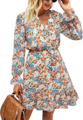 KIRUNDO Women Floral Wrap V Neck Mini Dress - Flowy, Flattering Fit