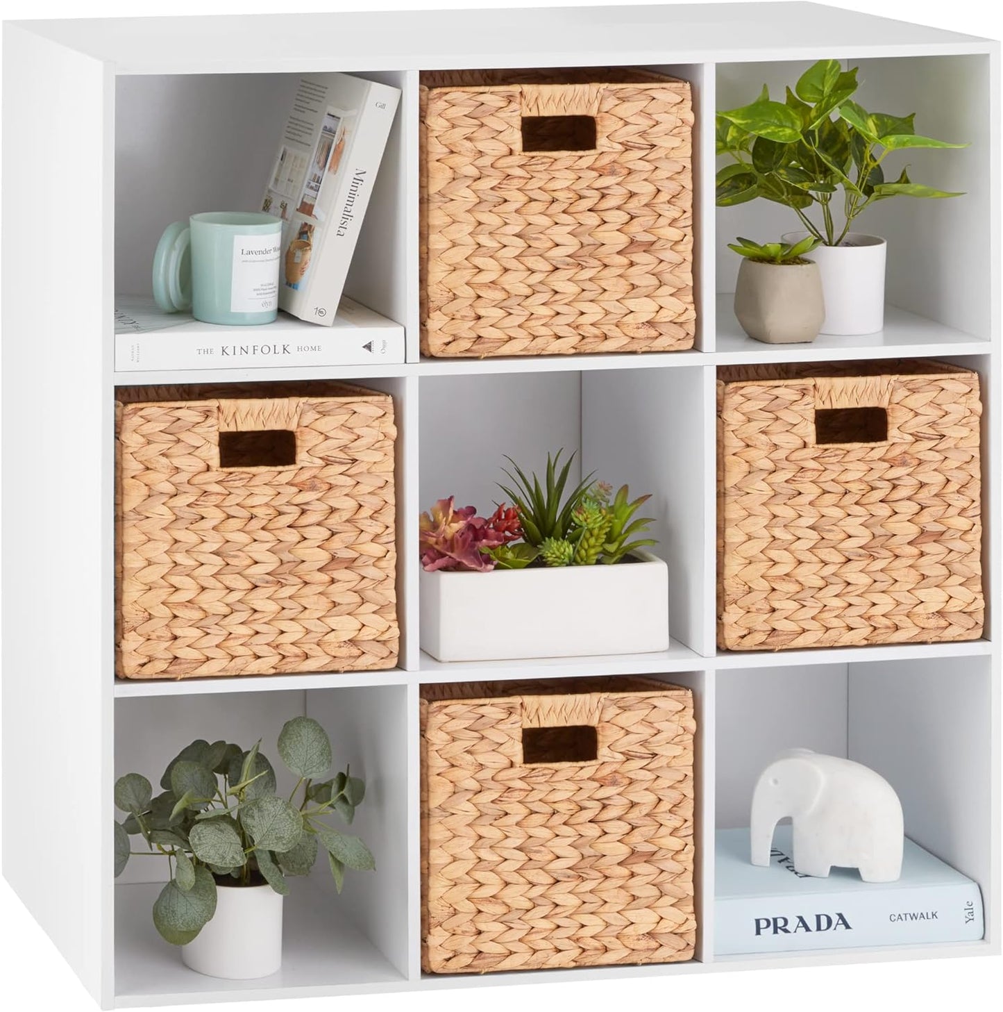9-Cube Storage Organizer with Customizable Back Panels in White