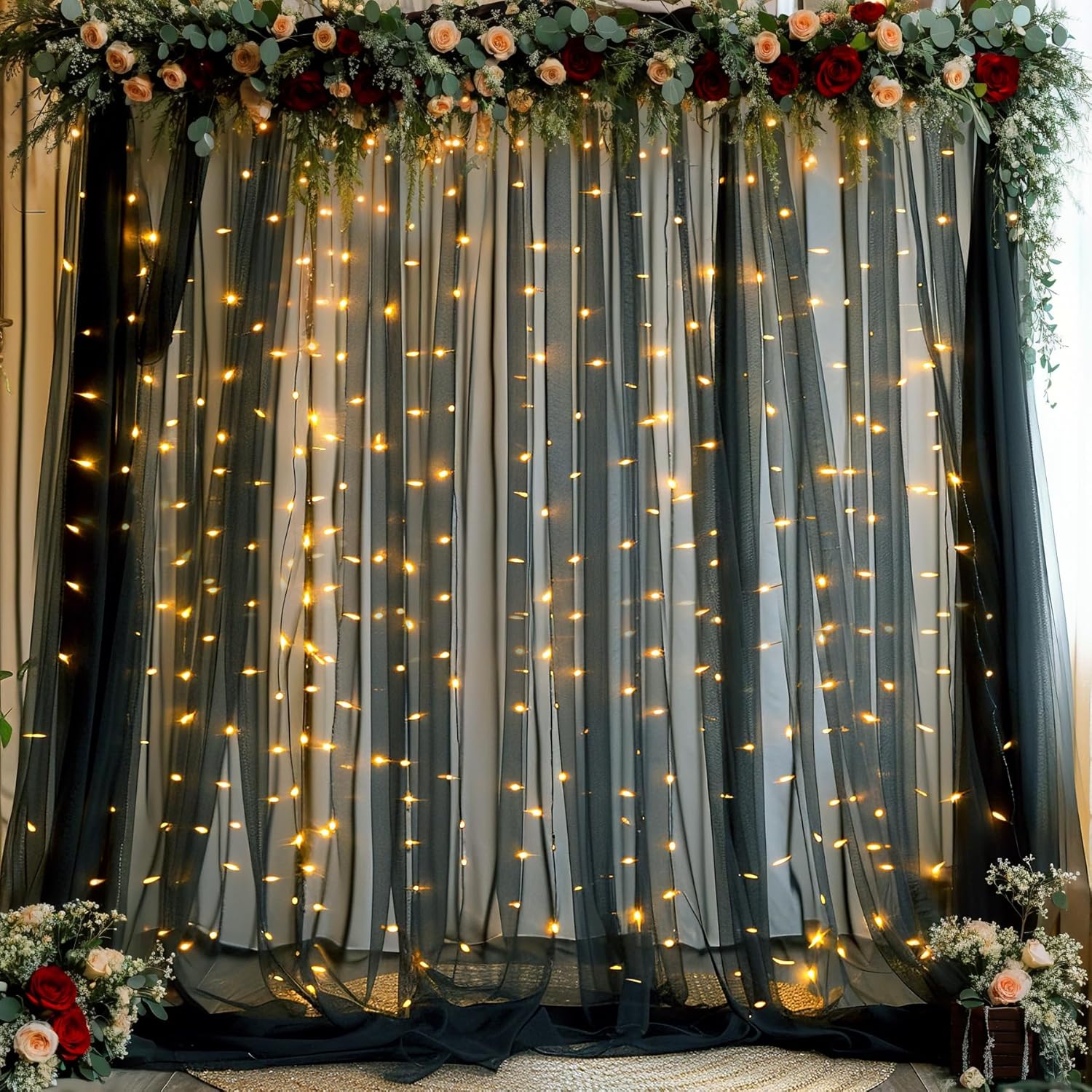 Black Backdrop Curtains with Lights for Stunning Events