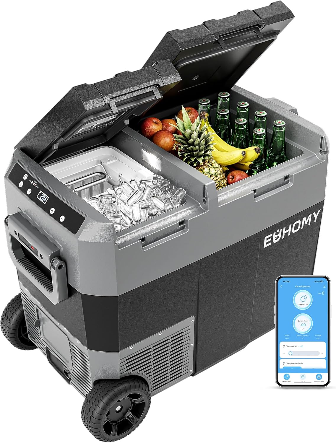 Portable Dual Zone Fridge & Ice Maker by EUHOMY