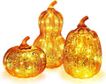 Fall Glass Pumpkin Lights Set of 3 - Glass Table Decorations