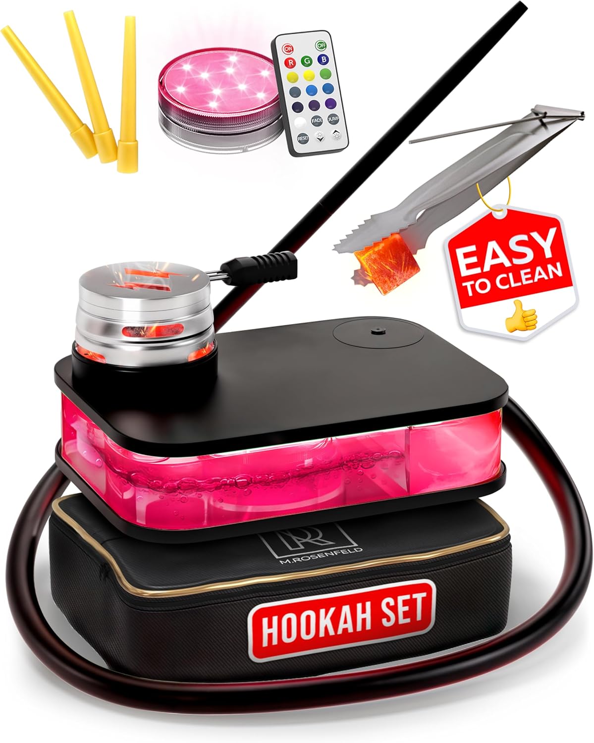 Portable Hookah Set for Travel with Charcoal Holder & Bag