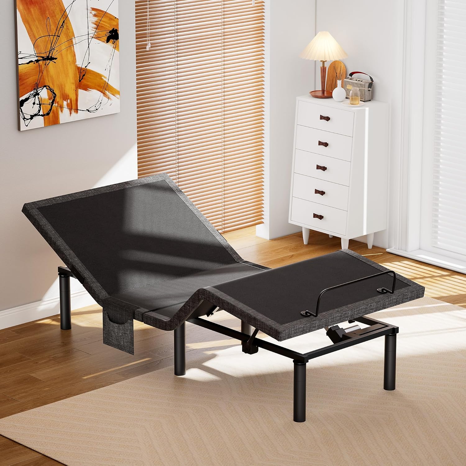 Adjustable Bed Frame with USB Ports & Night Light for Comfort
