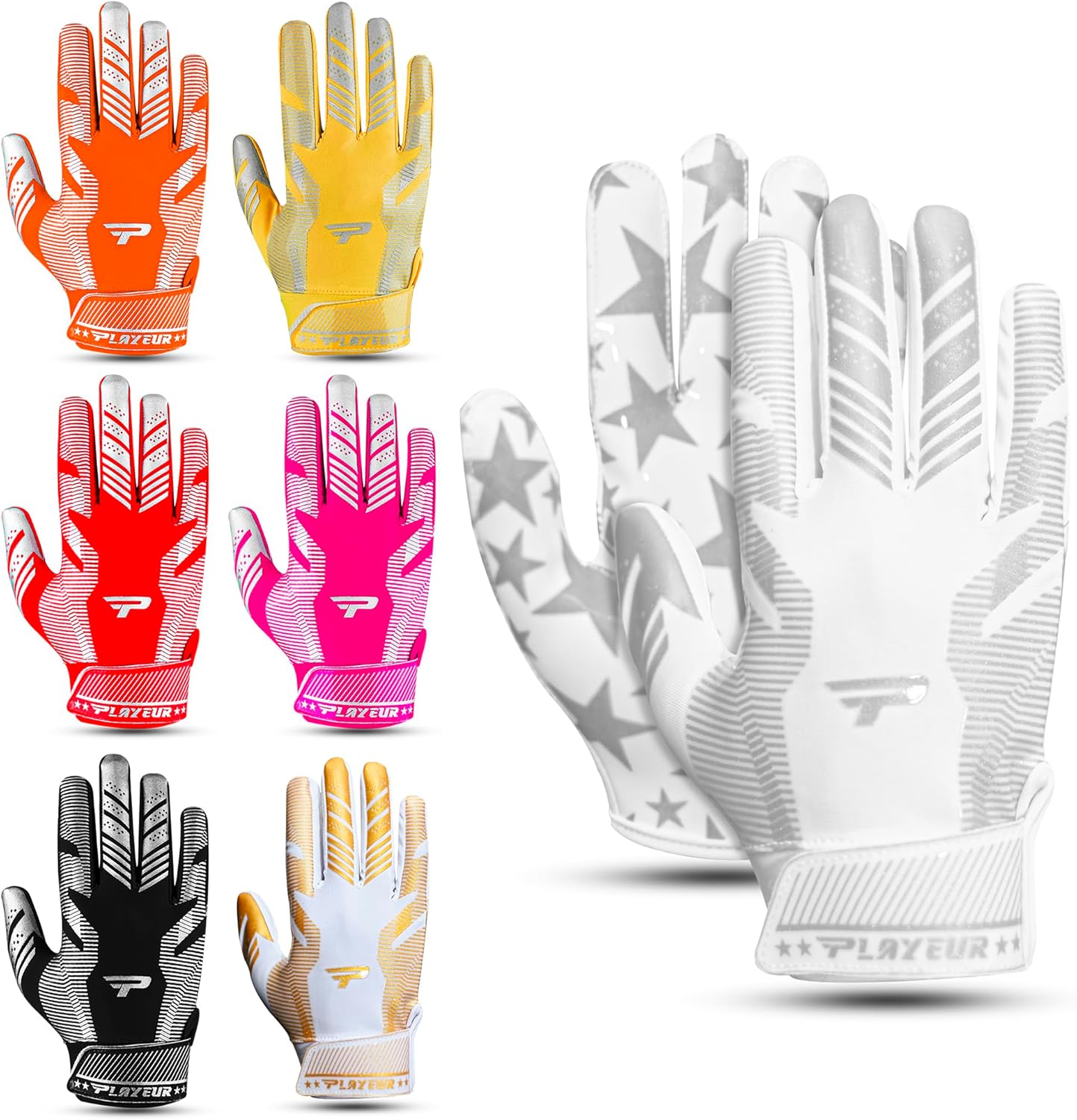 Durable Grip Youth Football Gloves - Vibrant Colors