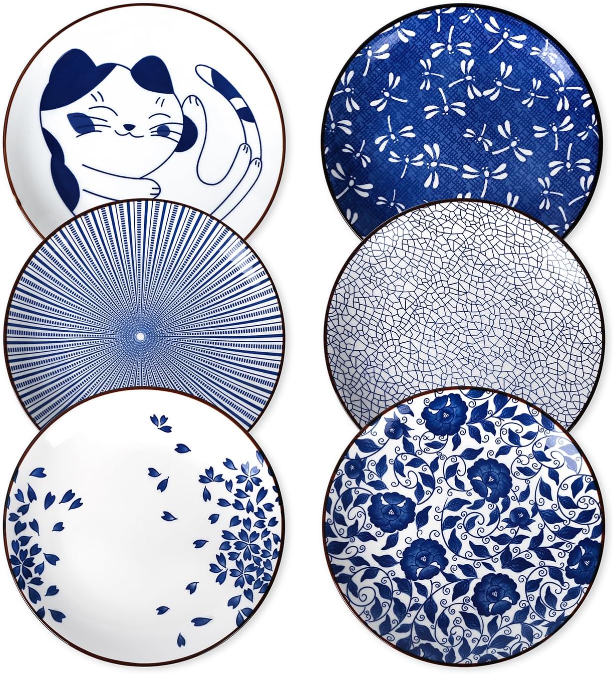 Selamica 8 Inch Ceramic Dessert Plates for Snacks and Pasta