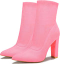 Risdoada Women's Sock Boots Chunky Heel Ankle Booties - Sleek Suede