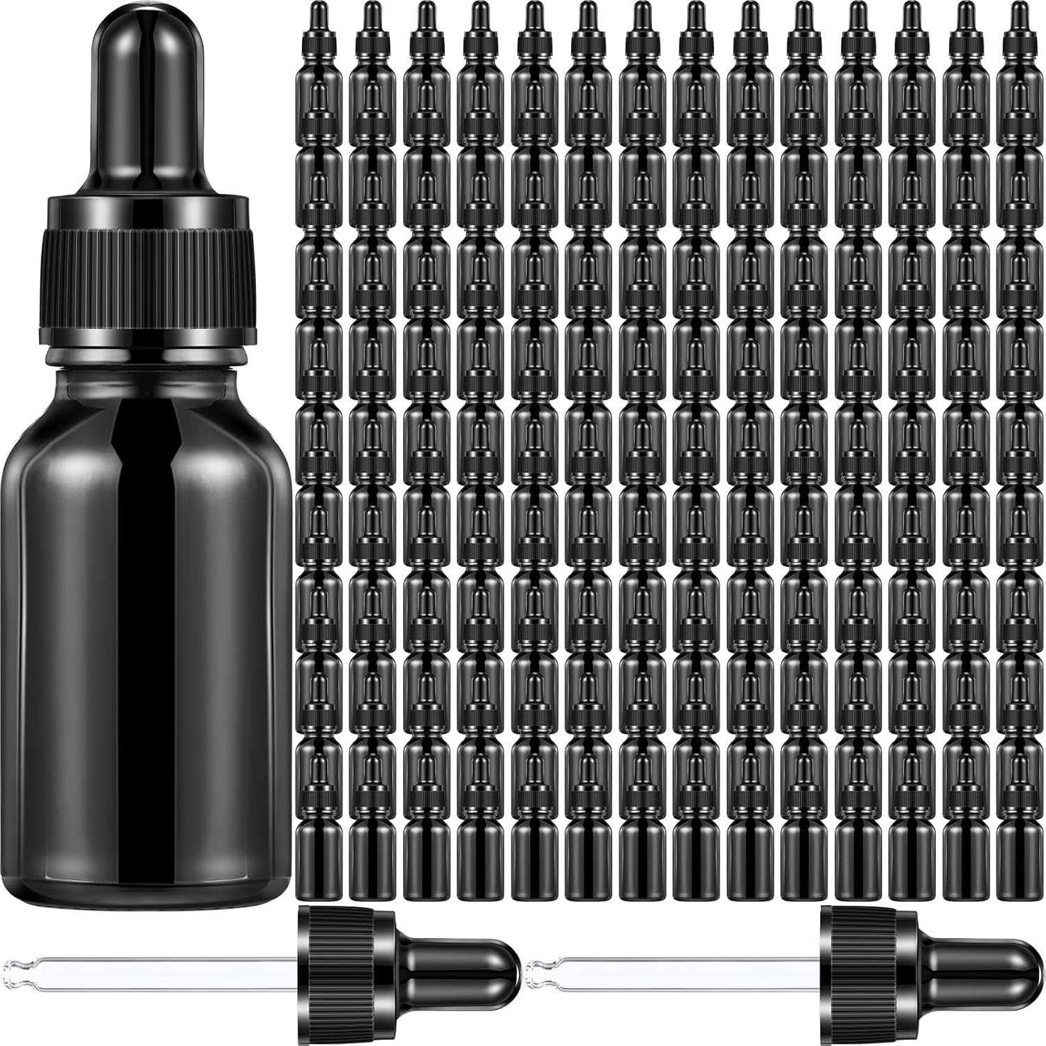 200 Pack 15ml Dark Dropper Bottles for Essential Oils and More