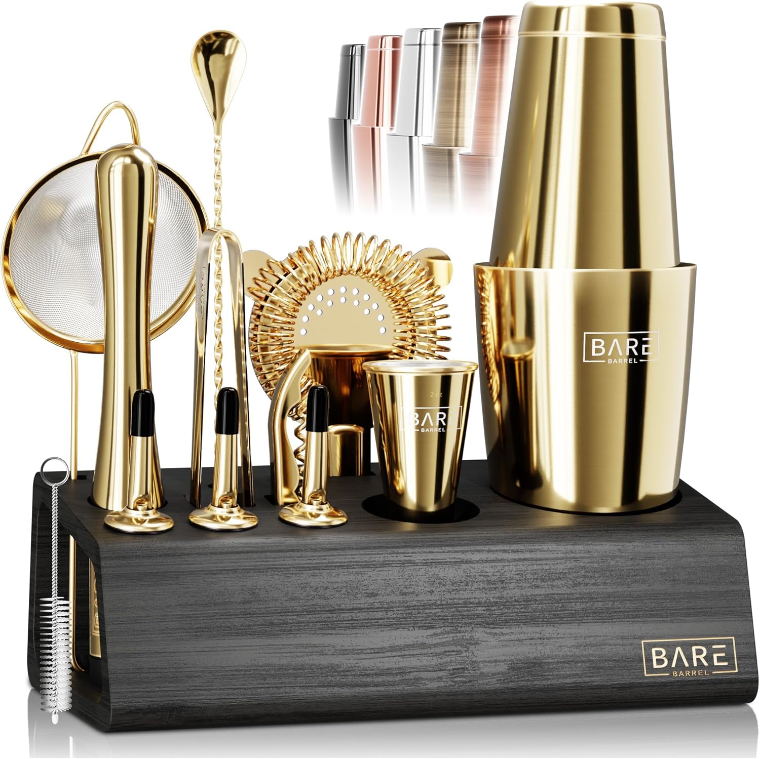 BARE BARREL 14-Piece Cocktail Shaker Set | Home Bartending Made Easy